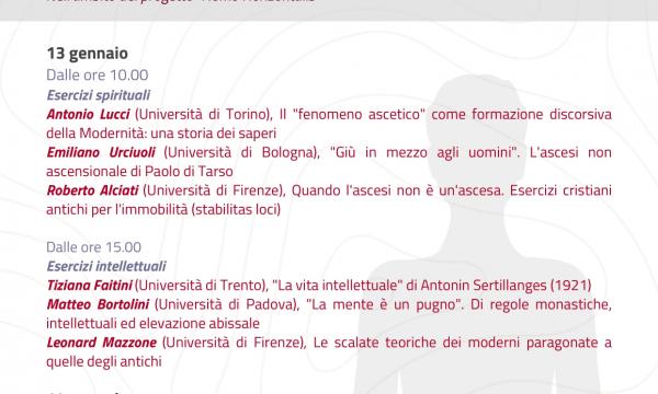 Convegno Ascesi/Ascese. Esercizi spirituali, intellettuali, fisici.  13-14 gennaio 2025 Aula Spreafico, Edificio D5, Novoli.